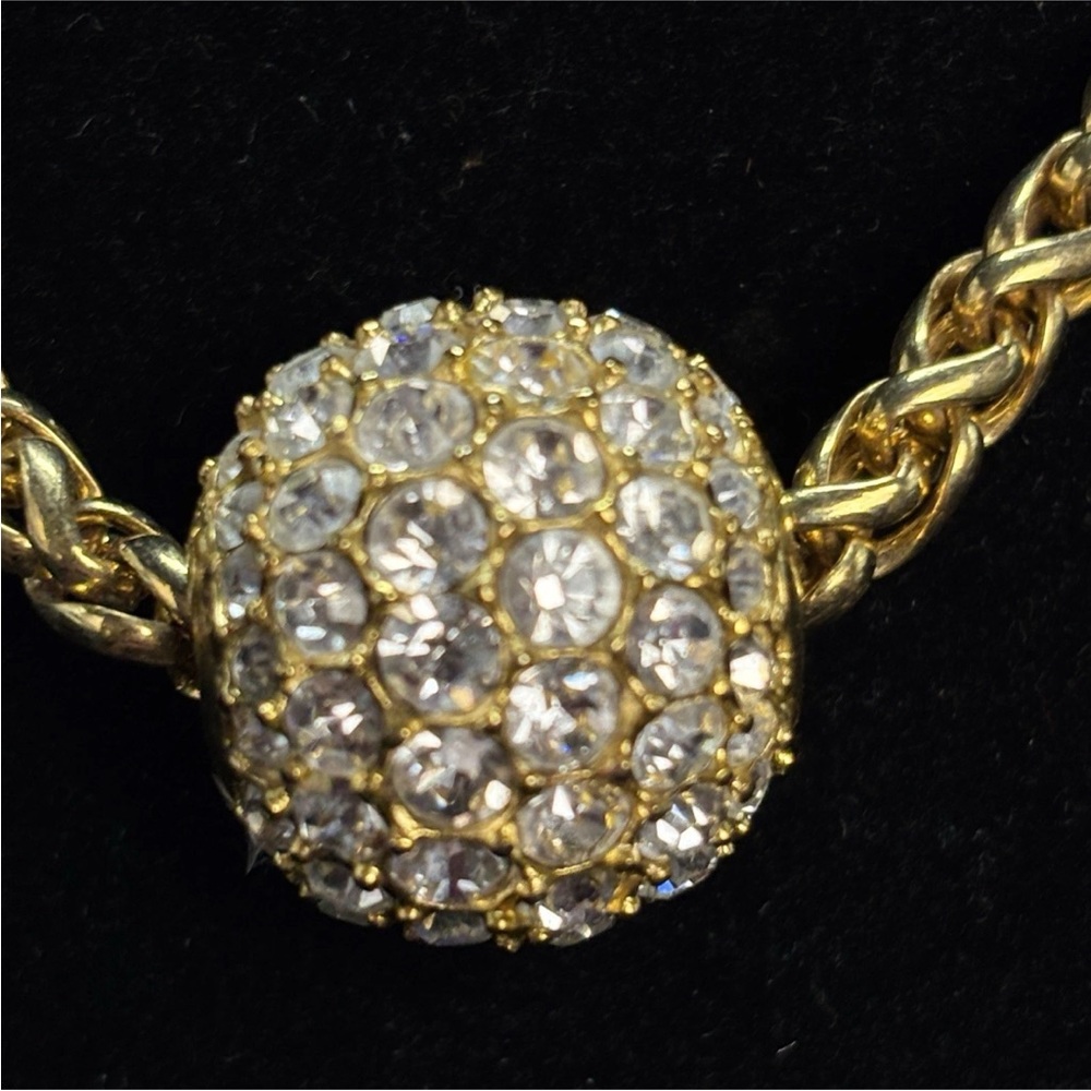 Vintage Joan Rivers Pave' Crystal Ball Necklace Foxtail Chain 30" Long Goldtone - Picture 13 of 16